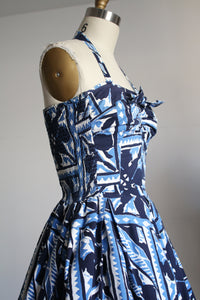 vintage 1950s blue Hawaiian dress {xs}
