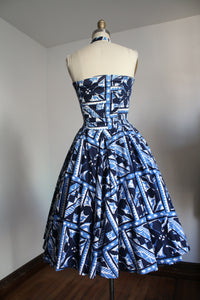 vintage 1950s blue Hawaiian dress {xs}