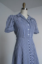 Load image into Gallery viewer, vintage 1930s blue striped dress {s}