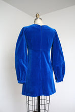 Load image into Gallery viewer, vintage 1960s blue velvet mini dress {xs}