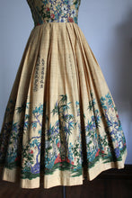 Load image into Gallery viewer, vintage 1950s Millworth Lute Song botanical bamboo dress {xs}