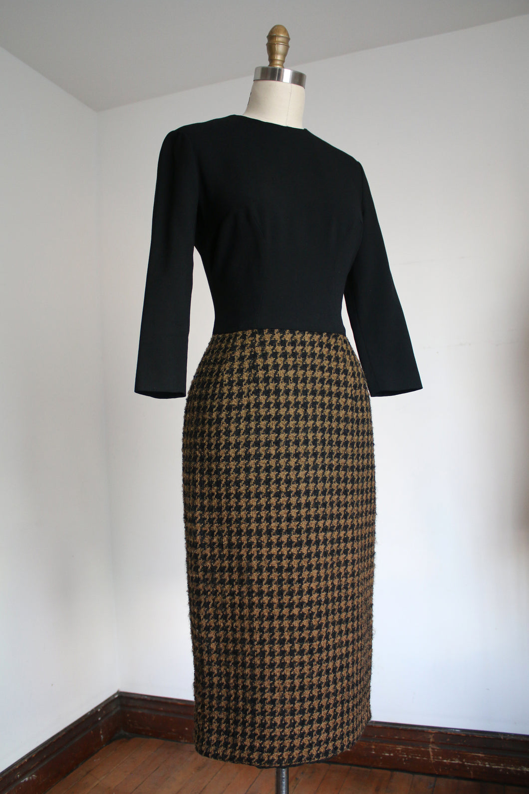 vintage 1960s houndstooth wool dress {xs}
