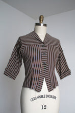 Load image into Gallery viewer, vintage 1950s brown striped blouse {m}