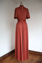 Load image into Gallery viewer, vintage 1970s novelty cameo maxi dress {xs-m}