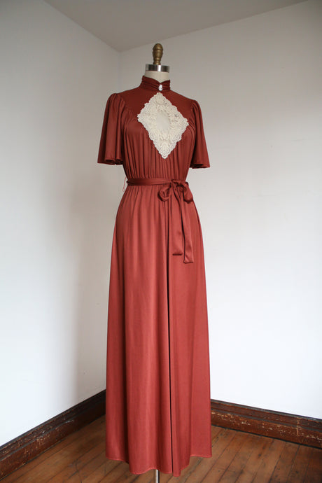 vintage 1970s novelty cameo maxi dress {xs-m}