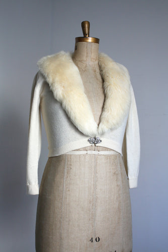 vintage 1950s faux fur cardigan {S-L}