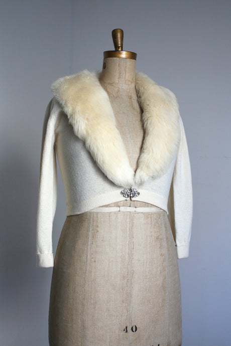 vintage 1950s faux fur cardigan {S-L}