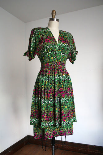 vintage 1940s silk floral dress {s}