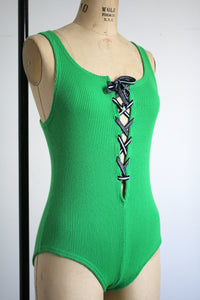 vintage 1970s Paul Maris green body suit {xs}