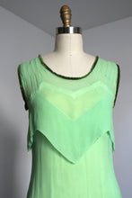 Load image into Gallery viewer, vintage 1930s green chiffon dress {xs}