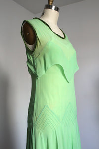 vintage 1930s green chiffon dress {xs}