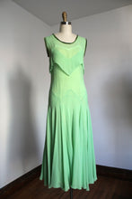 Load image into Gallery viewer, vintage 1930s green chiffon dress {xs}