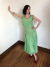 Load image into Gallery viewer, vintage 1930s green chiffon dress {xs}