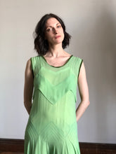 Load image into Gallery viewer, vintage 1930s green chiffon dress {xs}