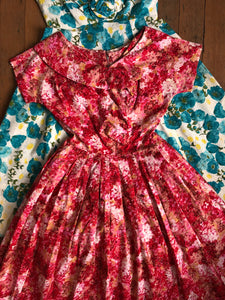 vintage 1950s pink floral dress {xs}
