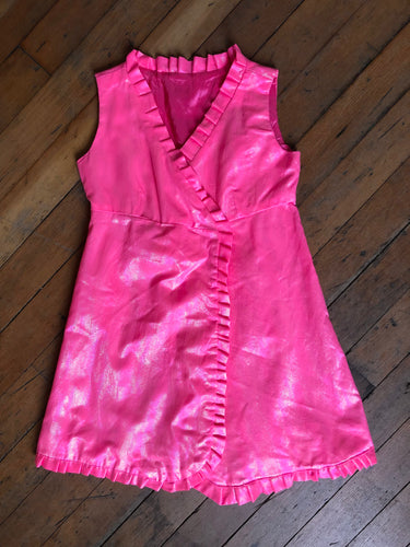 vintage 1960s pink shimmer baby doll dress {xs}