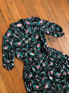vintage 1940s novelty rayon dress {s}