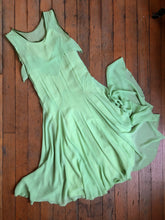 Load image into Gallery viewer, vintage 1930s green chiffon dress {xs}