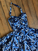 Load image into Gallery viewer, vintage 1950s blue Hawaiian dress {xs}