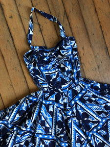 vintage 1950s blue Hawaiian dress {xs}