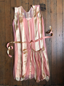 vintage 1920s pink striped dress {m}