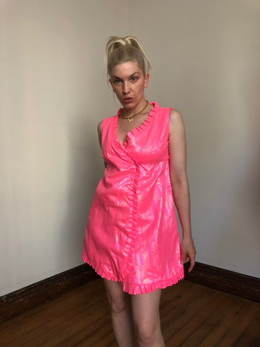 vintage 1960s pink metallic dress {xs}