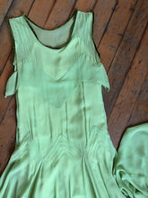 Load image into Gallery viewer, vintage 1930s green chiffon dress {xs}