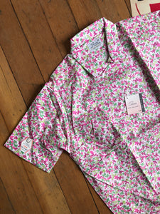 NOs vintage 1950s pink floral top {XL}