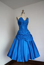 Load image into Gallery viewer, vintage 1950s blue party dress {xs}