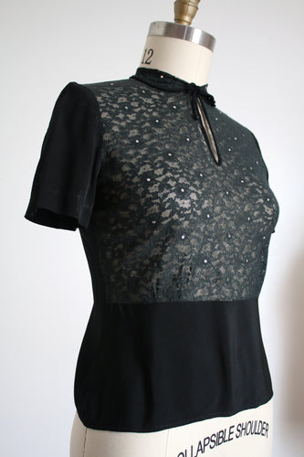 vintage 1940s black blouse {m}