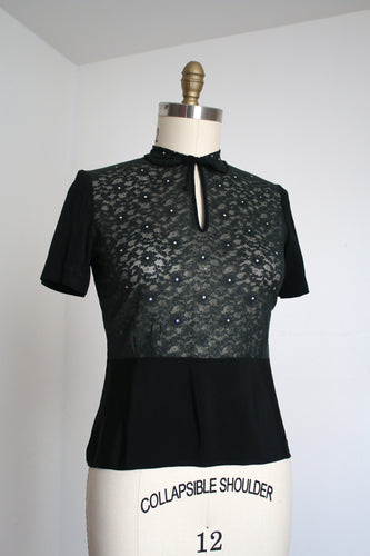 vintage 1940s black blouse {m}