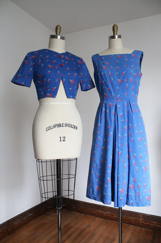 vintage 1950s cherry print dress set {S/M}