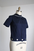 Load image into Gallery viewer, vintage 1950s navy top {m}