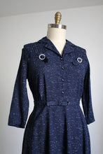Load image into Gallery viewer, vintage 1950s blue fleck dress {L}