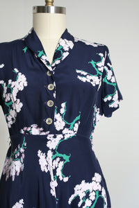 vintage 1940s floral rayon dress {L}