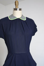 Load image into Gallery viewer, vintage 1940s navy dress {xs}