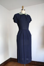 Load image into Gallery viewer, vintage 1940s navy dress {xs}