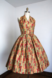 vintage 1950s novelty halter dress {m}