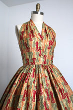 Load image into Gallery viewer, vintage 1950s novelty halter dress {m}