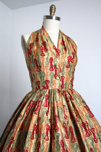 vintage 1950s novelty halter dress {m}