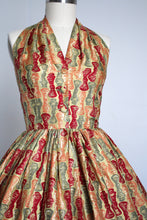 Load image into Gallery viewer, vintage 1950s novelty halter dress {m}