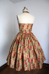 vintage 1950s novelty halter dress {m}