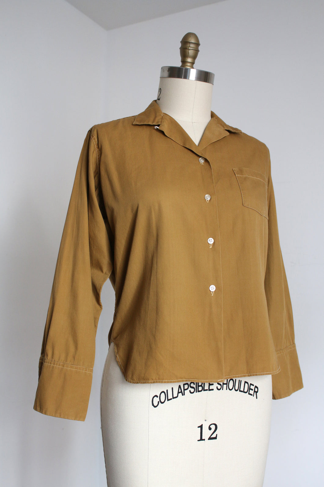 vintage 1950s ochre blouse {L}