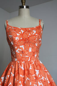 vintage 1950s orange sun dress {xs}