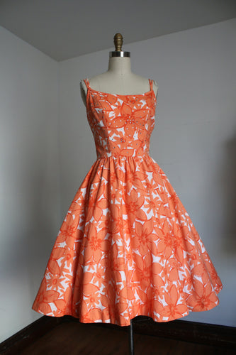 vintage 1950s orange sun dress {xs}