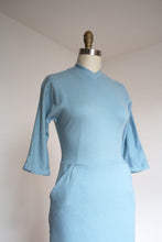 Load image into Gallery viewer, vintage 1950s blue wool dress {xs}