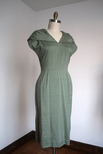 vintage 1950s green cotton dress {m}