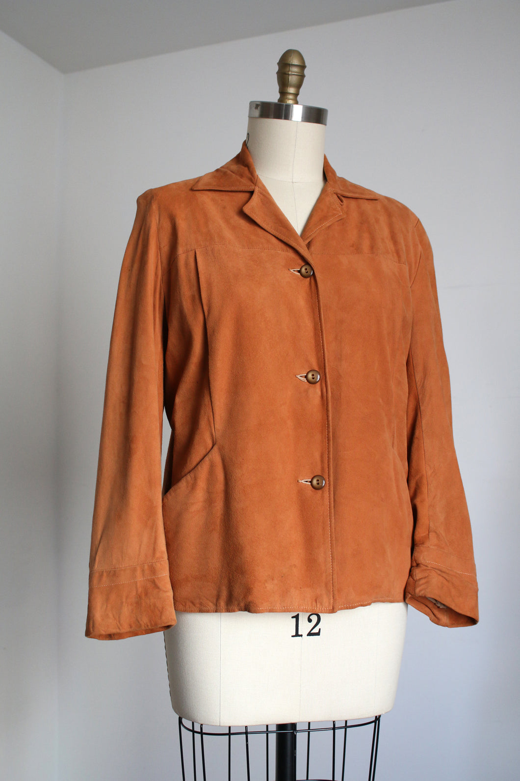 vintage 1940s 50s peach suede jacket {m/l}