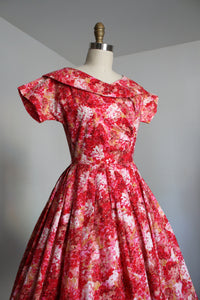 vintage 1950s pink floral dress {xs}