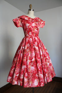 vintage 1950s pink floral dress {xs}